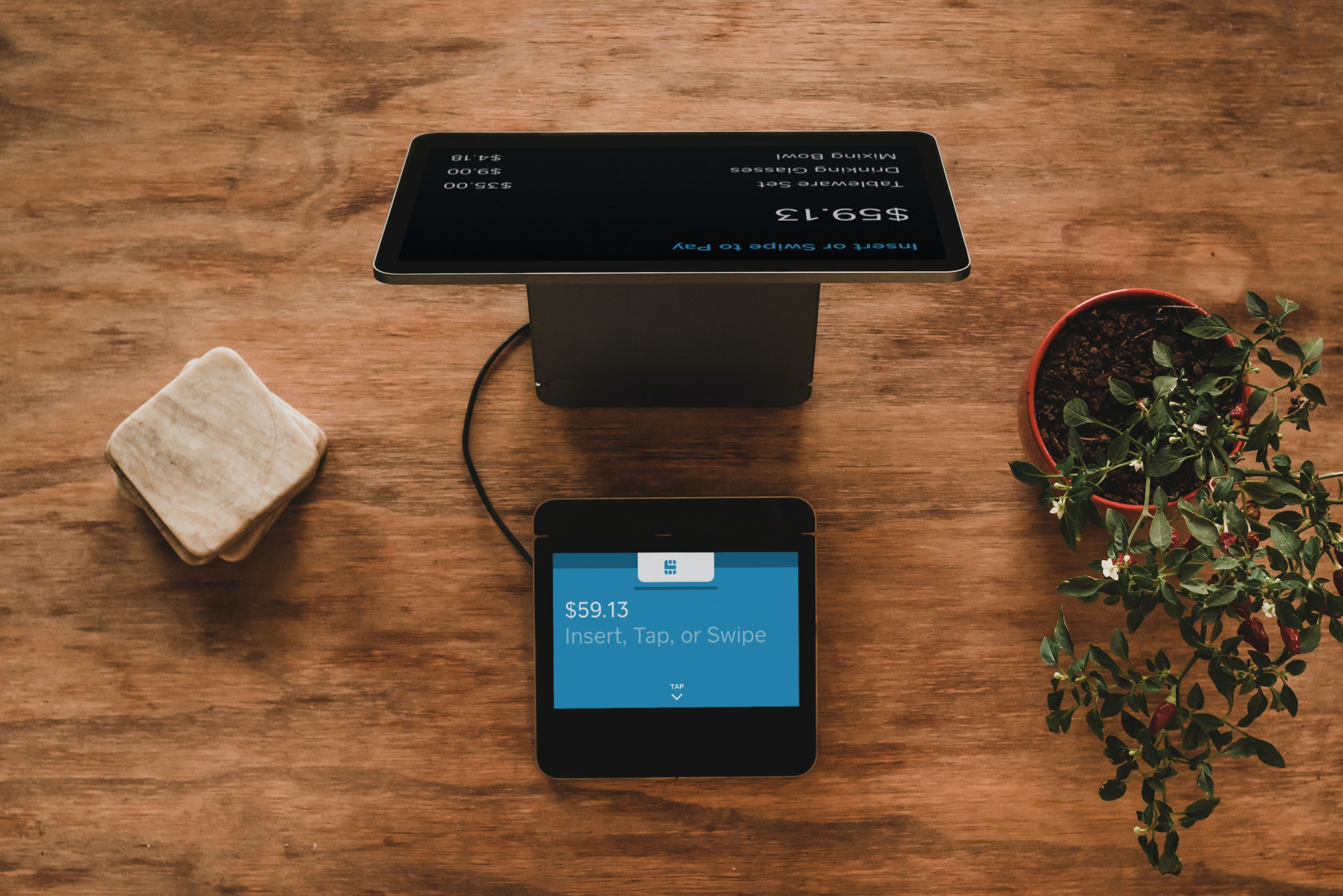 point of sale system on a desk